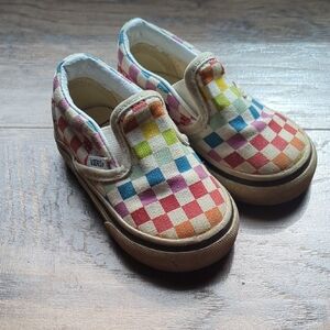 Baby Vans Checkered Rainbow Slip-On Sneakers
